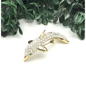 Dolphin Crystal Rhinestone Brooch Pin Jewelry Elegant Accessory